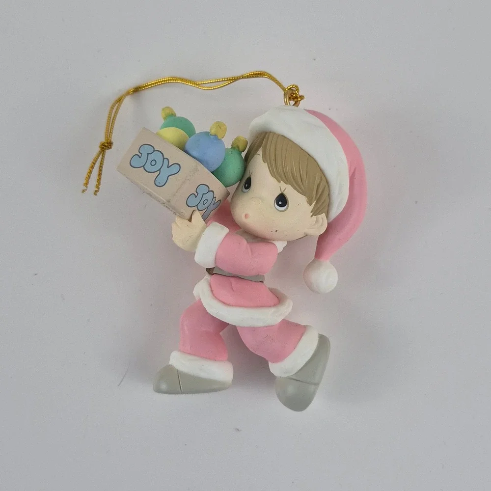 Precious Moments 1996 Home for the Holidays Ornament Pink Santa Boy Joy 266094